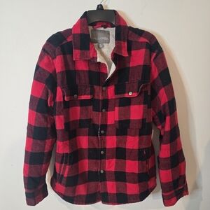Falls Creek Mens Fleece Plaid Button Down Sweater Jacket Size Medium